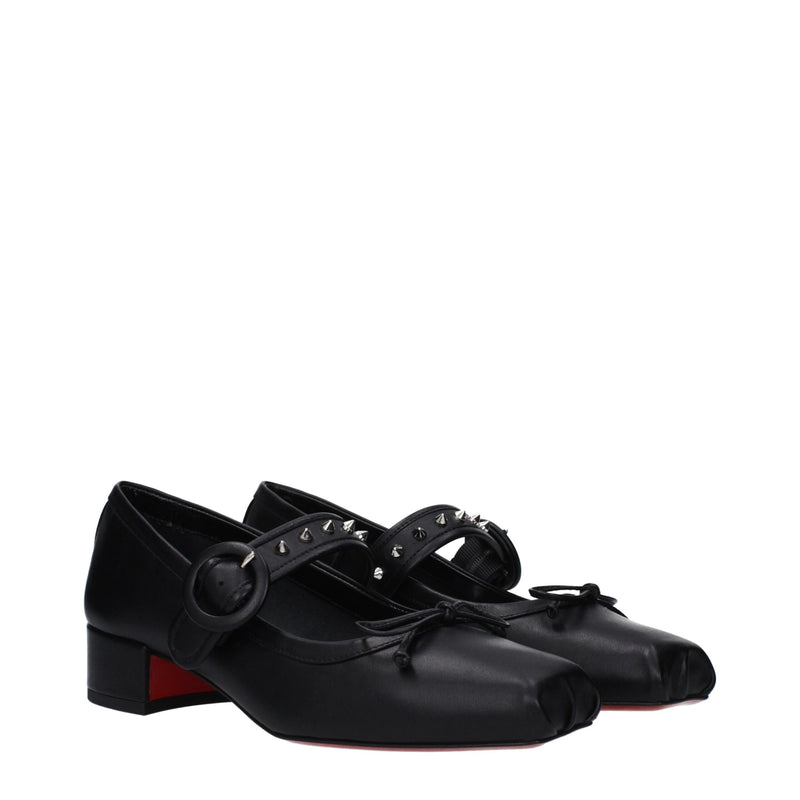 Black Leather Ballet Flats