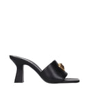 Black Leather Stiletto Heels Sandals