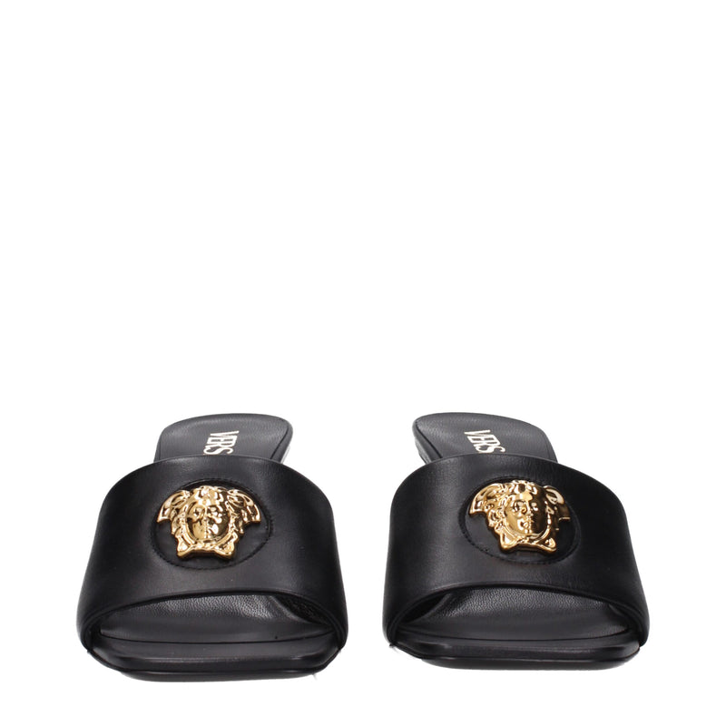 Black Leather Stiletto Heels Sandals