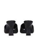 Black Leather Stiletto Heels Sandals