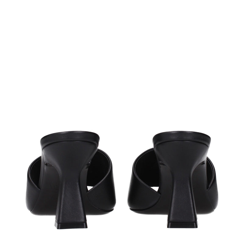 Black Leather Stiletto Heels Sandals