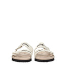 Beige Leather Slippers Sandals