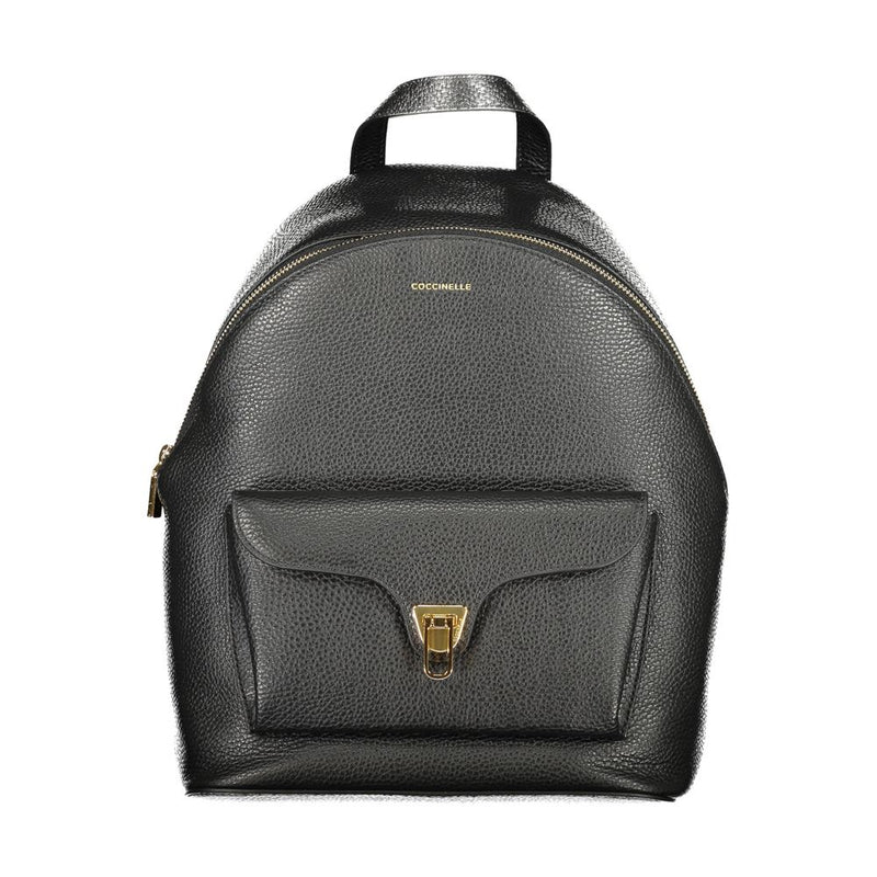 Black Leather Women Backpack