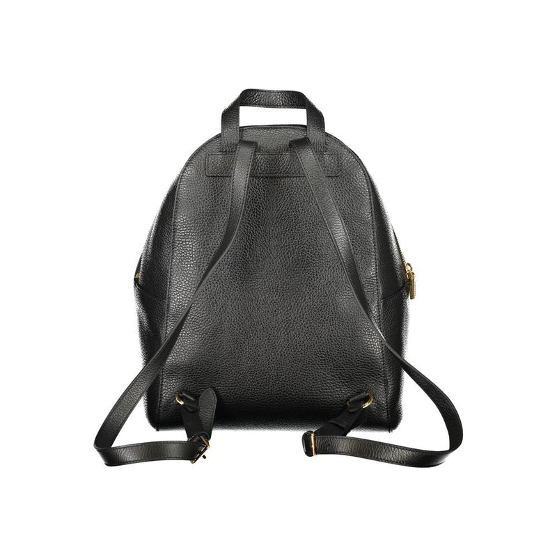 Black Leather Women Backpack