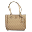 Beige Polyethylene Women Handbag