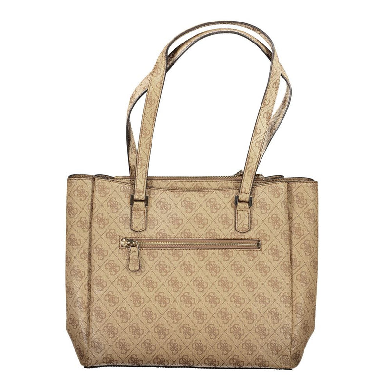 Beige Polyethylene Women Handbag