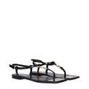 Black Leather Flip-Flop Sandals