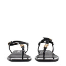 Black Leather Flip-Flop Sandals