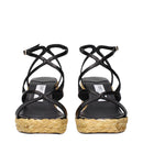 Black Leather Wedges Sandals