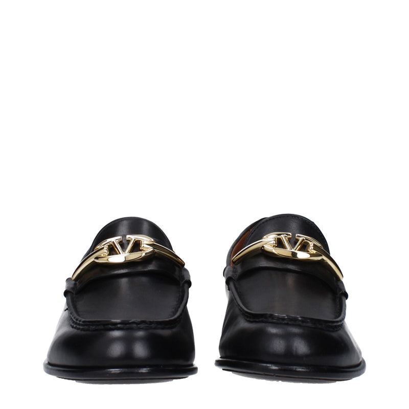 Black Leather Slip-On Loafers