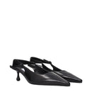 Black Leather Flat Sandals