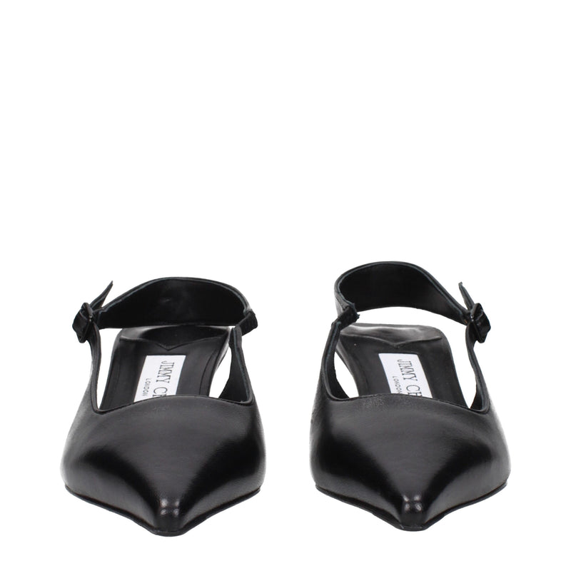 Black Leather Flat Sandals