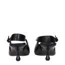 Black Leather Flat Sandals