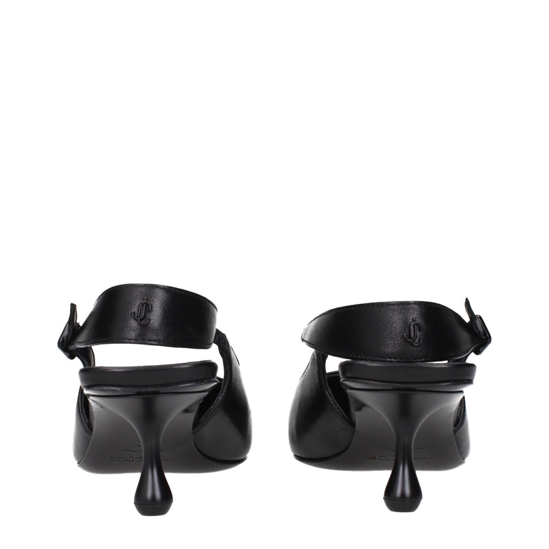 Black Leather Flat Sandals