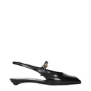 Black Leather Flat Sandals