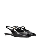 Black Leather Flat Sandals