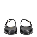 Black Leather Flat Sandals
