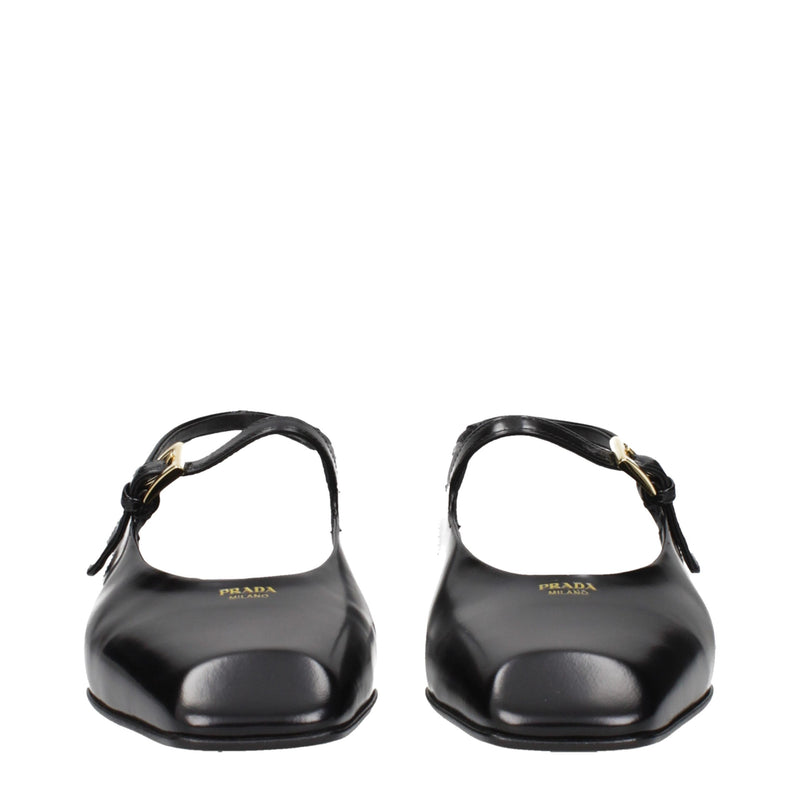 Black Leather Flat Sandals