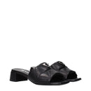 Black Leather Flat Sandals