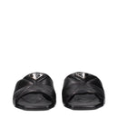 Black Leather Flat Sandals