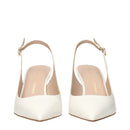 Beige Leather High Heel Pumps