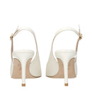 Beige Leather High Heel Pumps