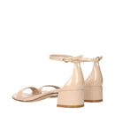 Beige Leather Flat Sandals