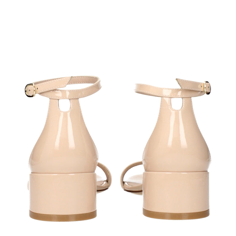 Beige Leather Flat Sandals