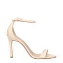 Beige Leather Stiletto Heels Sandals