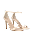 Beige Leather Stiletto Heels Sandals