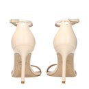 Beige Leather Stiletto Heels Sandals