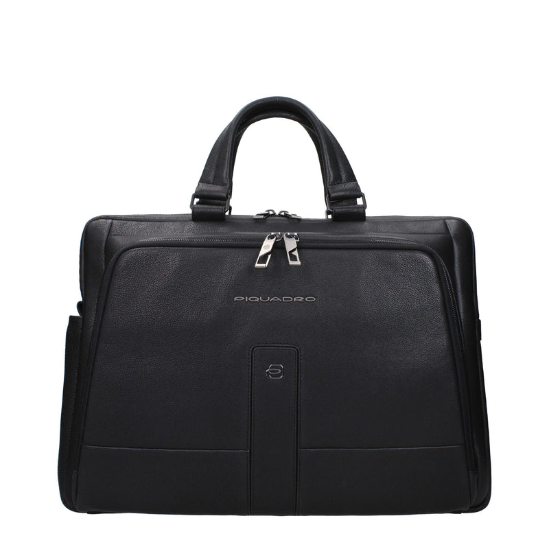 Black Leather Business And Laptop Bags