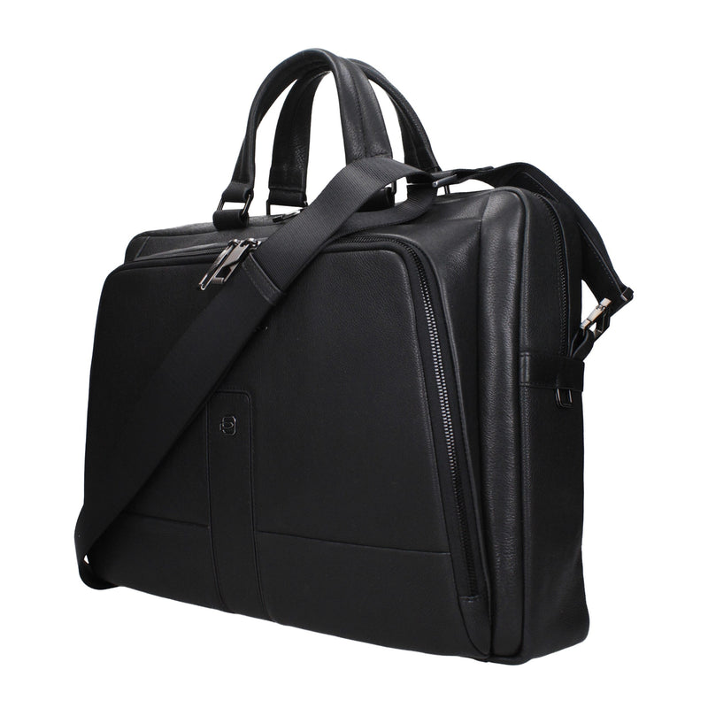 Black Leather Business And Laptop Bags