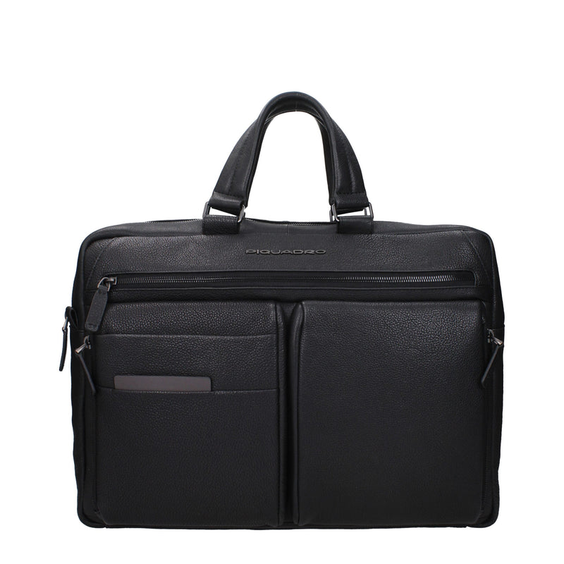 Black Leather Business And Laptop Bags