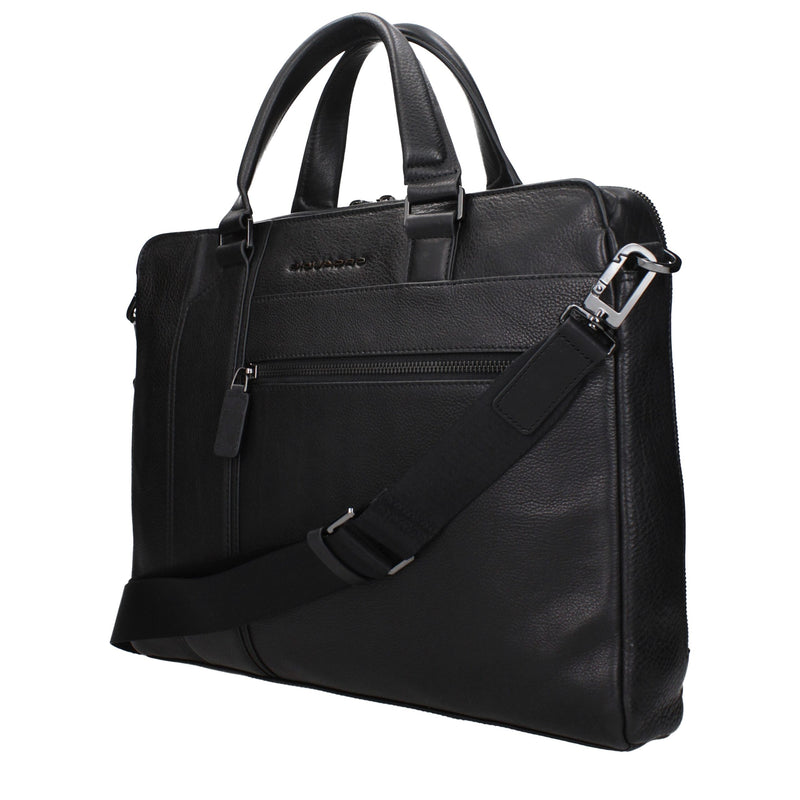 Black Leather Business And Laptop Bags