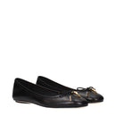 Black Leather Ballet Flats