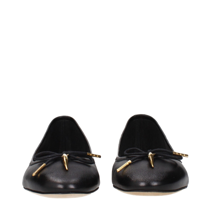 Black Leather Ballet Flats