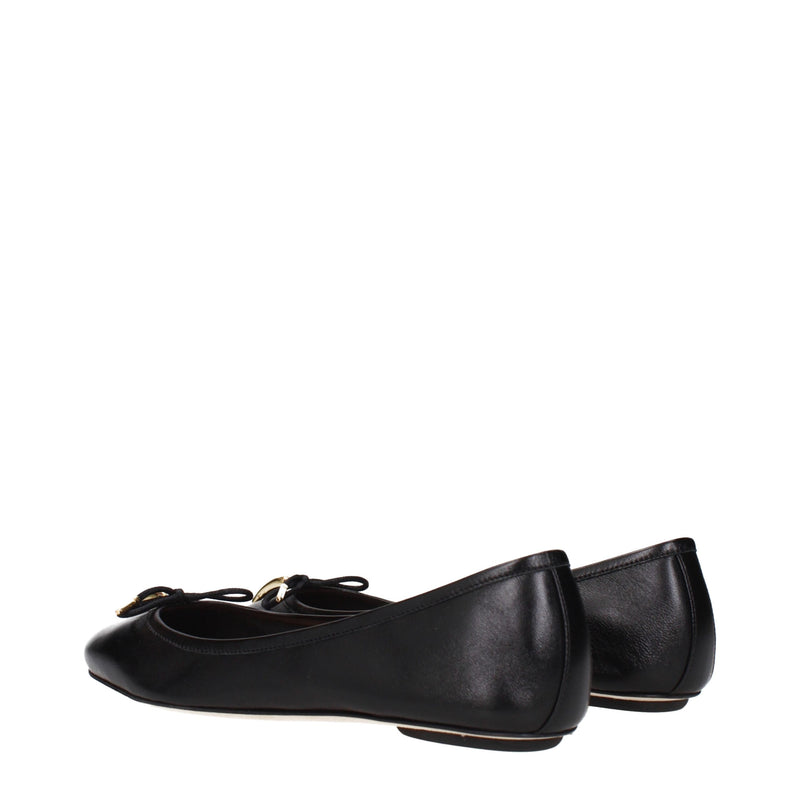 Black Leather Ballet Flats