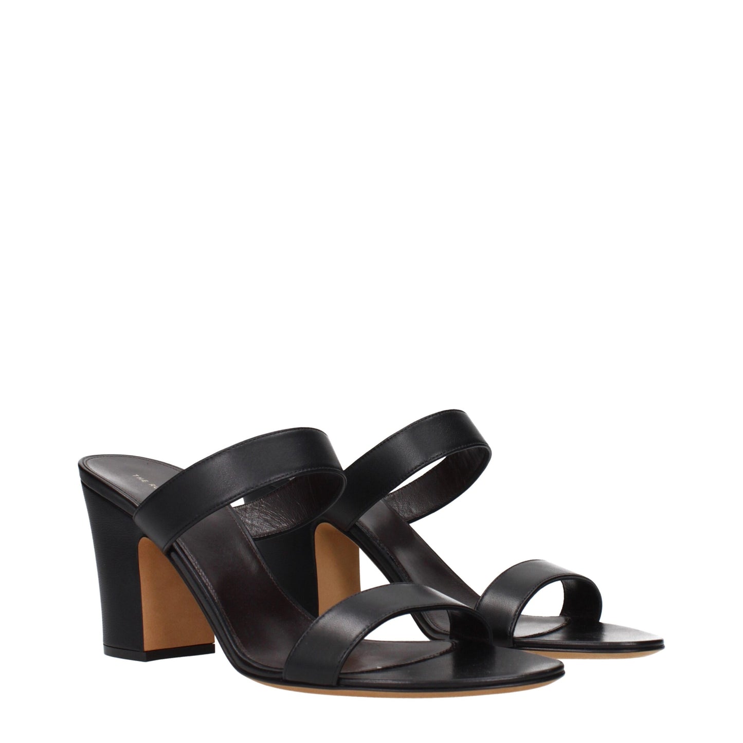 Black Leather Stiletto Heels Sandals