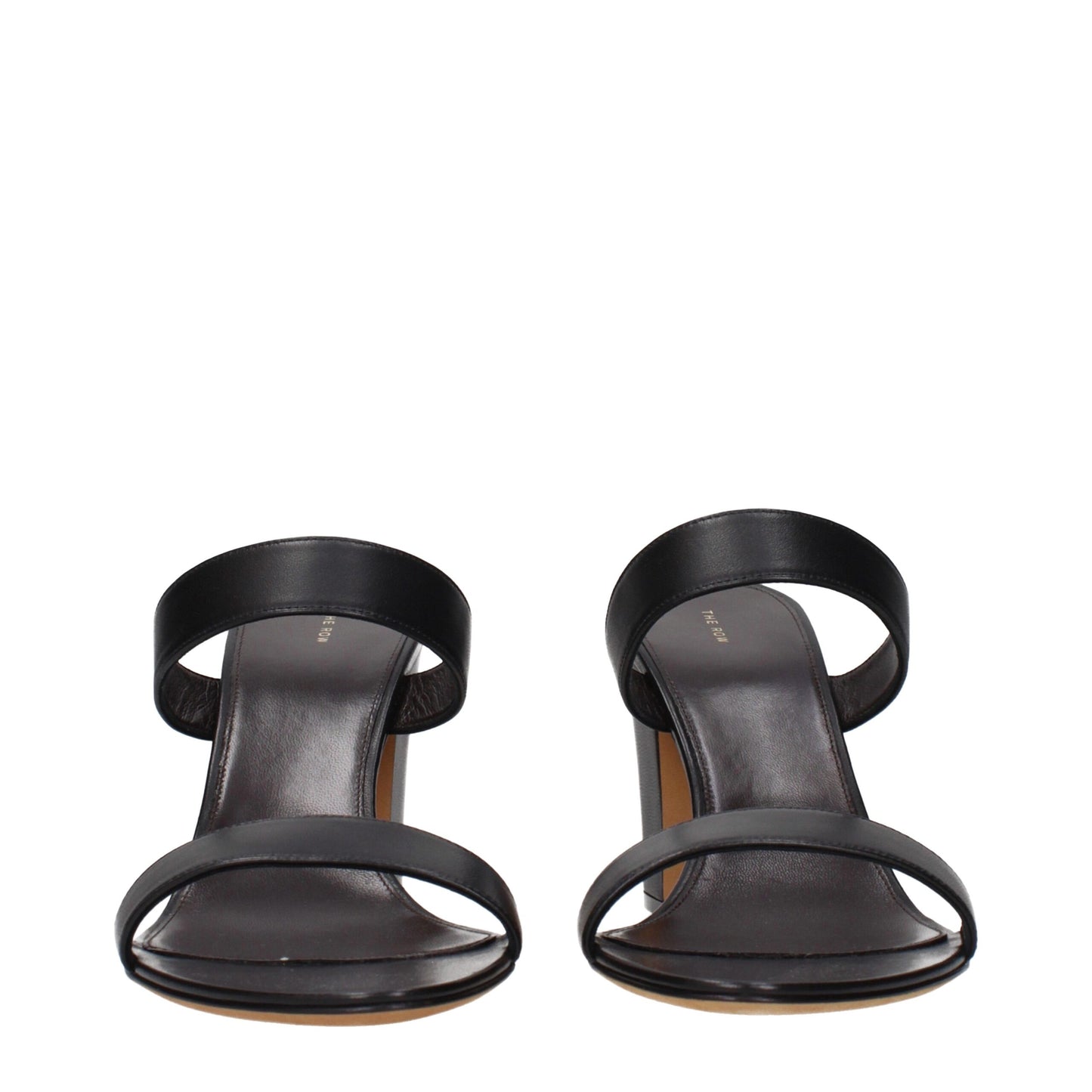 Black Leather Stiletto Heels Sandals