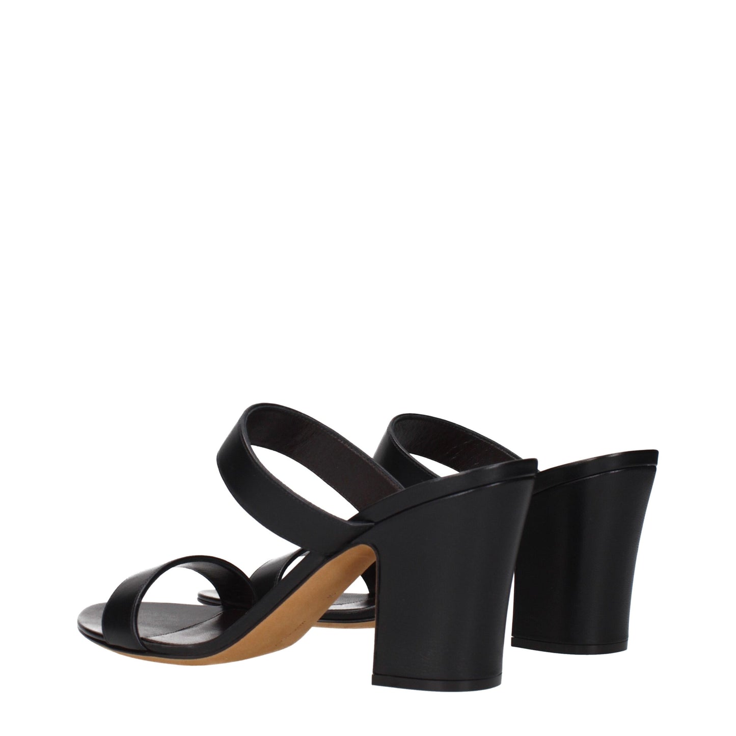 Black Leather Stiletto Heels Sandals