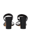 Black Leather Stiletto Heels Sandals