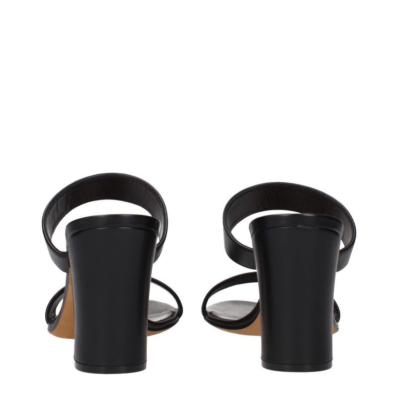 Black Leather Stiletto Heels Sandals