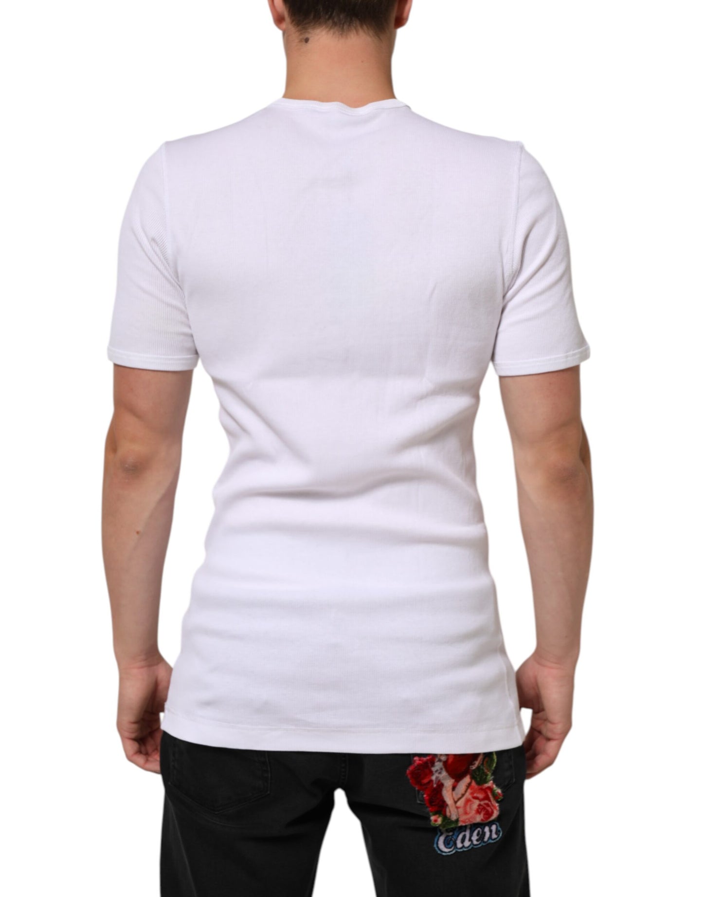 White Cotton Button Henley Shirt Men  T-shirt
