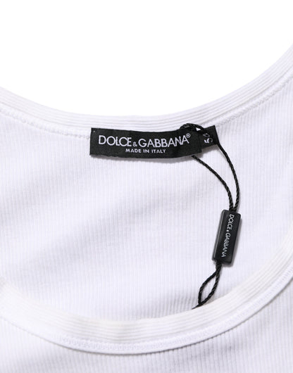 White Sleeveless Round Neck Tank Top T-shirt