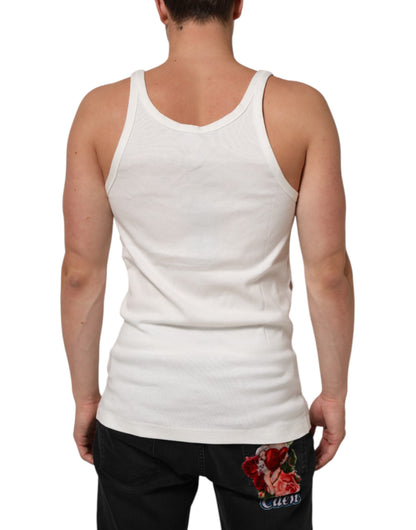White Sleeveless Round Neck Tank T-shirt