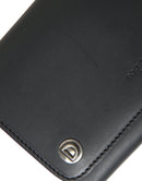 Black Leather Logo Embossed Mini Bifold Wallet Borse Bag