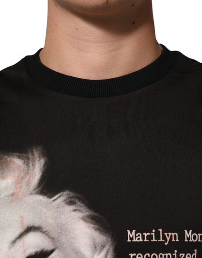 Black Marilyn Monroe Cotton Crew Neck T-shirt