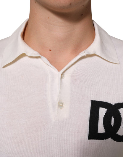 White Cotton Collared Short Sleeves T-shirt