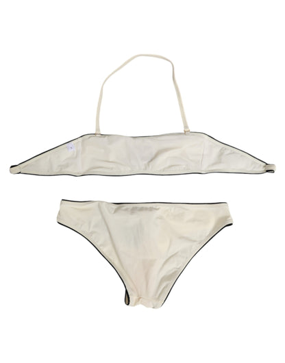 Beige Logo Swimsuit 2 Piece Top Bottom Swimwear